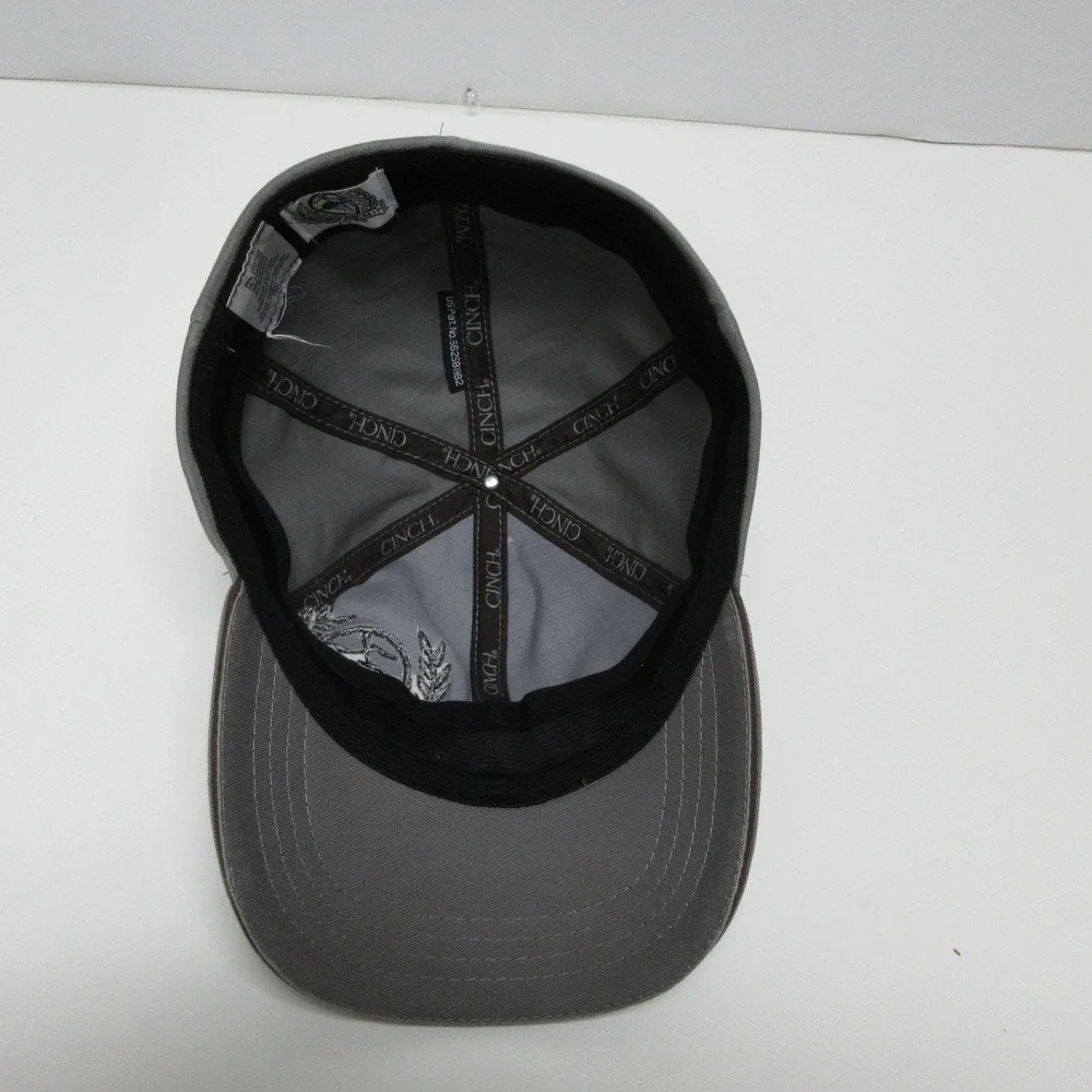Cinch Hat Cap Fitted Mens‎ Large Gray Embroidered Rodeo Bull Western Cowboy